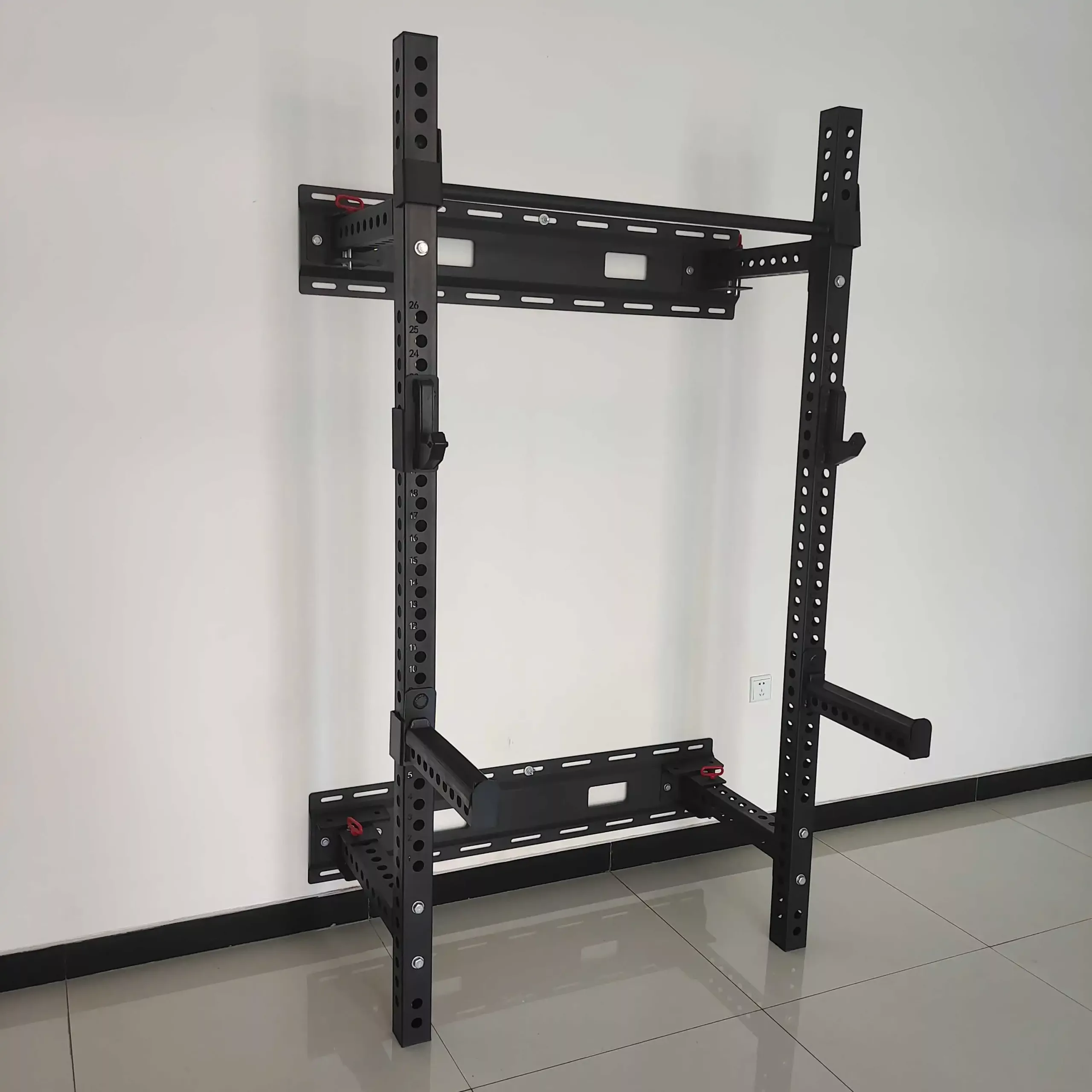 Adjustable Wall Mounted Foldable Half Folding Cage Squat Rack Exercise Workouts Gym Equipment Factory